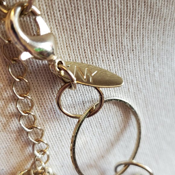 NY New York & Co Gold Tone 34" Geometric Link Strand Necklace Simple Casual - Picture 3 of 3